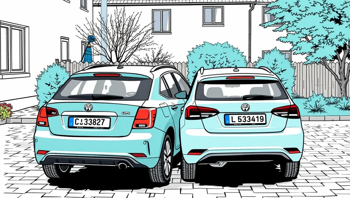 Detail dvoch poškodených áut po drobnej zrážke pri parkovaní pred rodinným domom