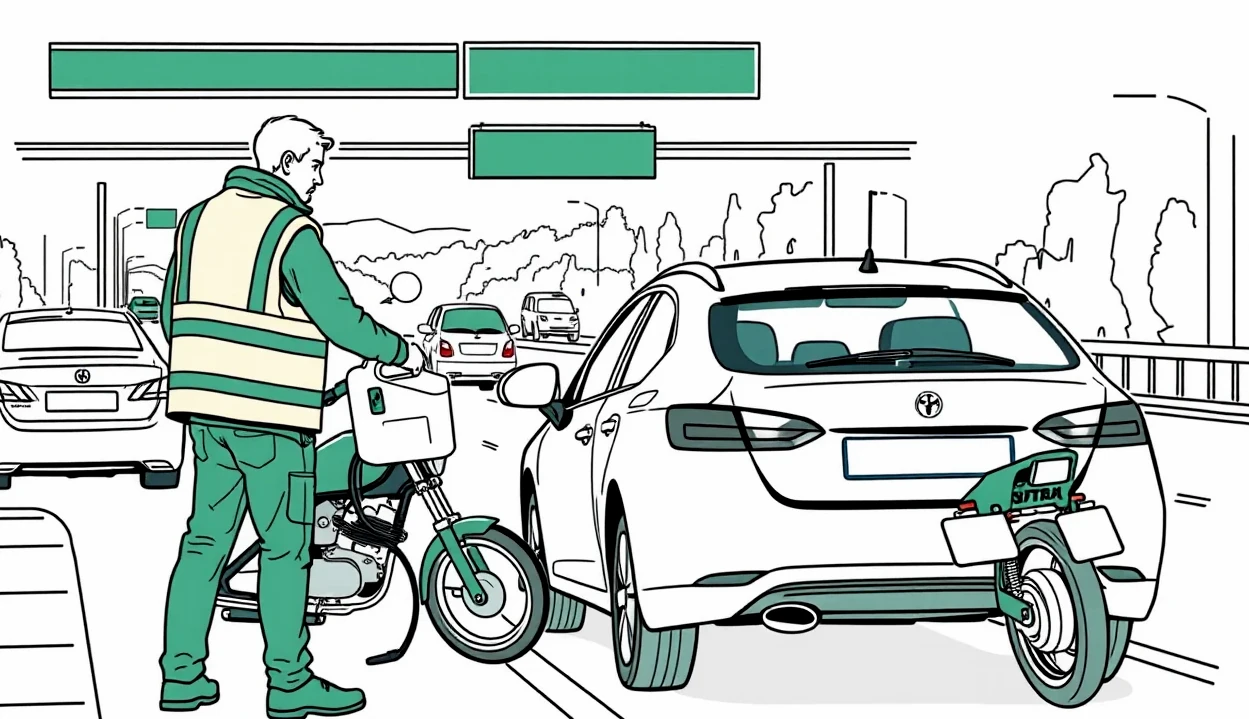 Pracovník asistenčnej služby nakladá poškodený osobný automobil na plošinu odťahového špeciálu