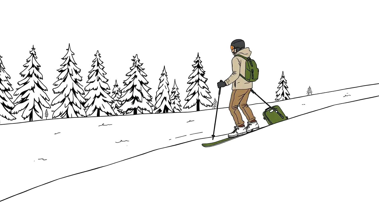Cestovateľ s kufrom a smartfónom na letiskovom termináli pred odletom