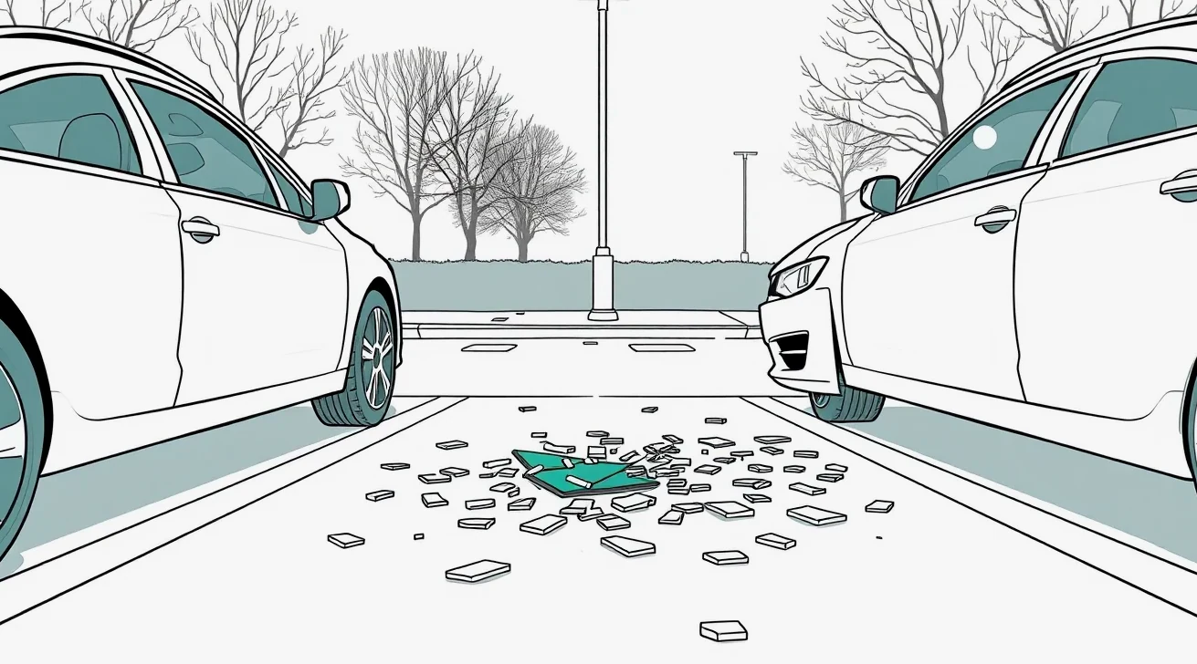 Technik v autoservise preveruje poškodenie predného nárazníka vozidla pred začatím opravy