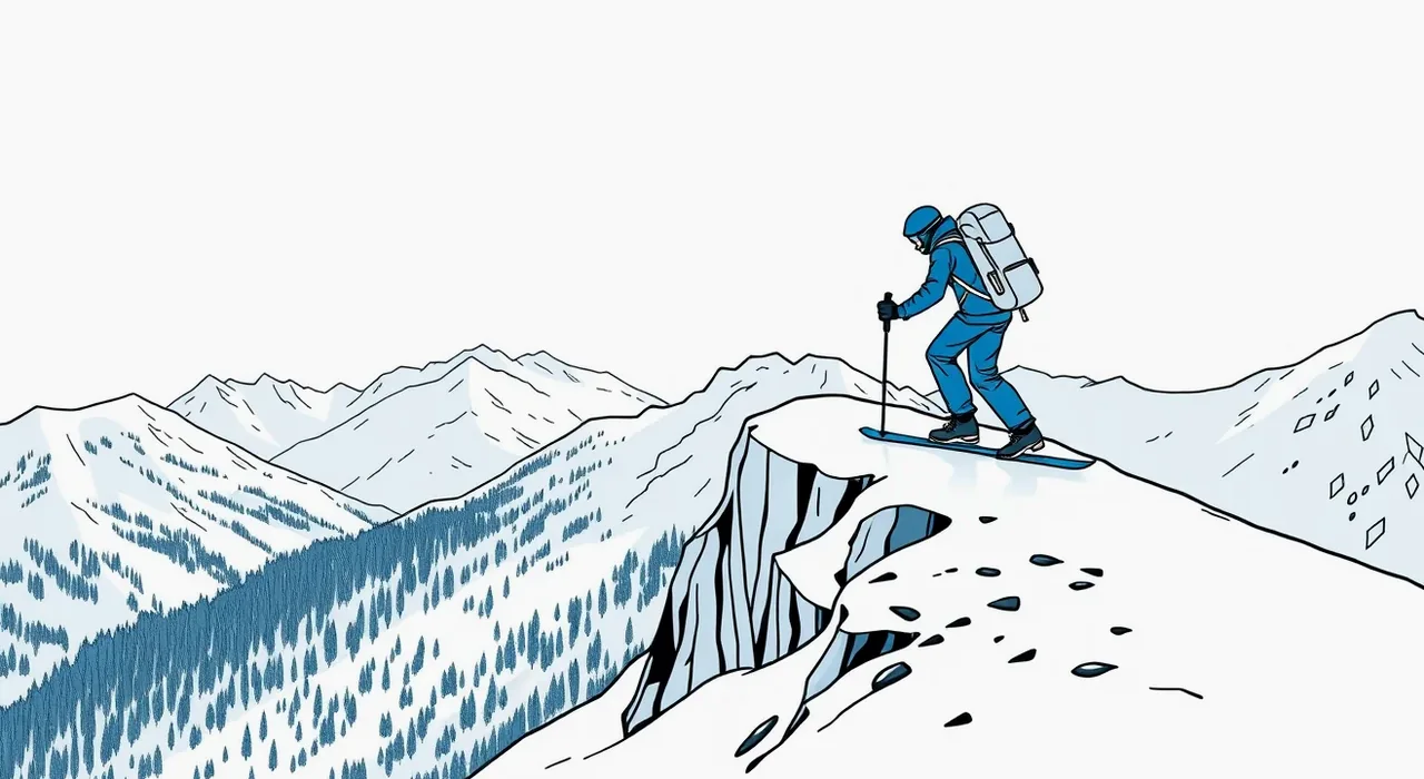 Lyže a snowboard opreté v neuzamknutom drevenom stojane pred horskou chatou