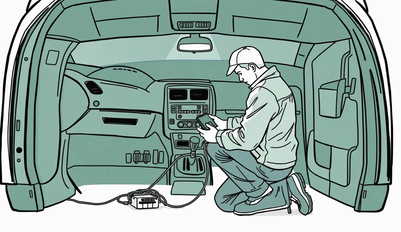 Pohľad na uzamknutú radiacu páku v interiéri služobného automobilu