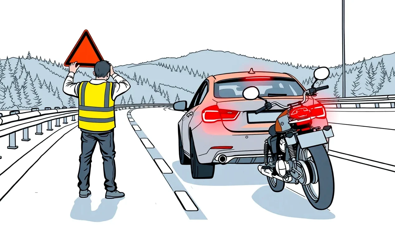 Policajná hliadka dokumentuje stopy brzdenia na vozovke pri dopravnej nehode