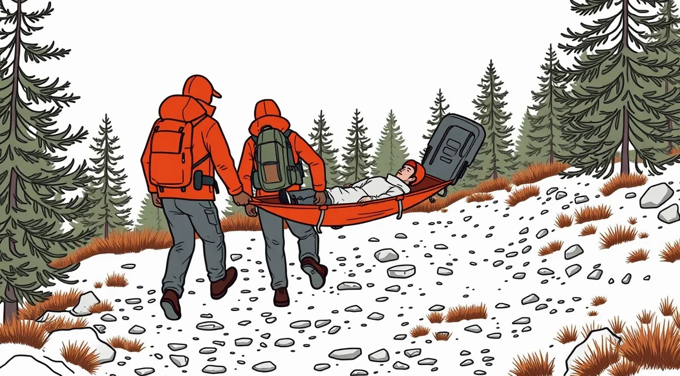 Turistická skupina s batohmi na kamenistom chodníku vo Vysokých Tatrách