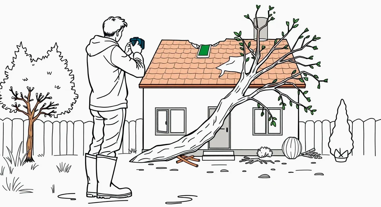 Prázdna pláž s vyvrátenými ležadlami po silnej veternej smršti