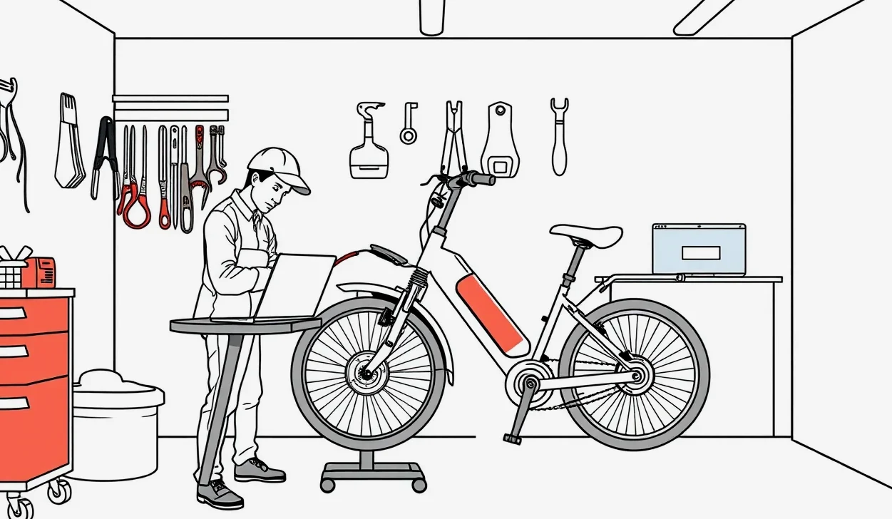 Výrobný štítok na ráme bicykla s vyznačeným výkonom motora a normou