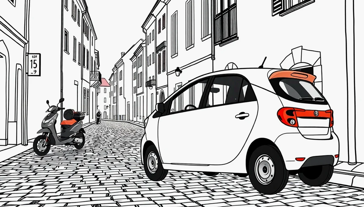 Detail predného svetlometu a kapoty moderného vozidla MINI zaparkovaného v meste