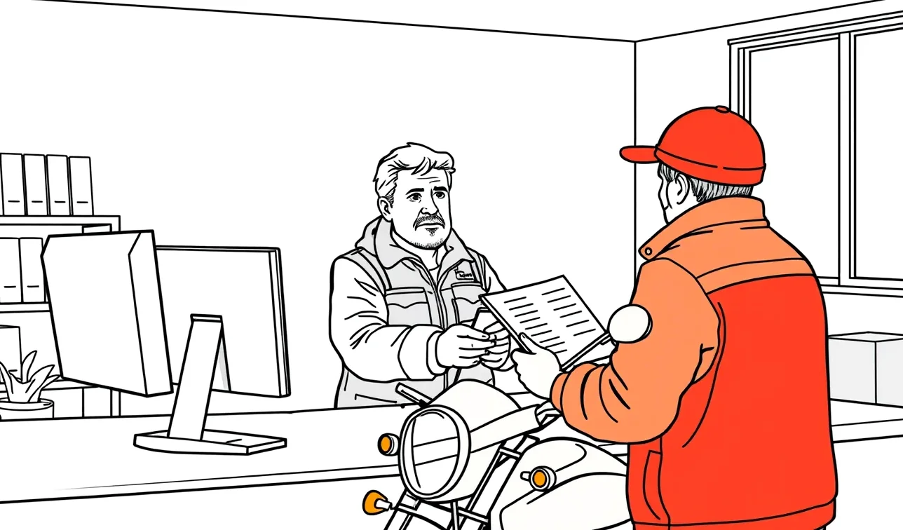 Traktorista kontroluje technický stav pracovného stroja pred výjazdom na cestu