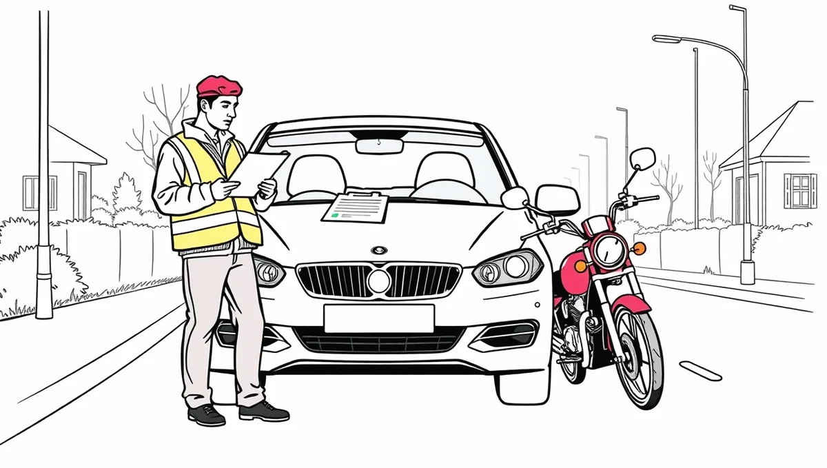 Vodič vypĺňa záznam o dopravnej nehode na kapote motorového vozidla