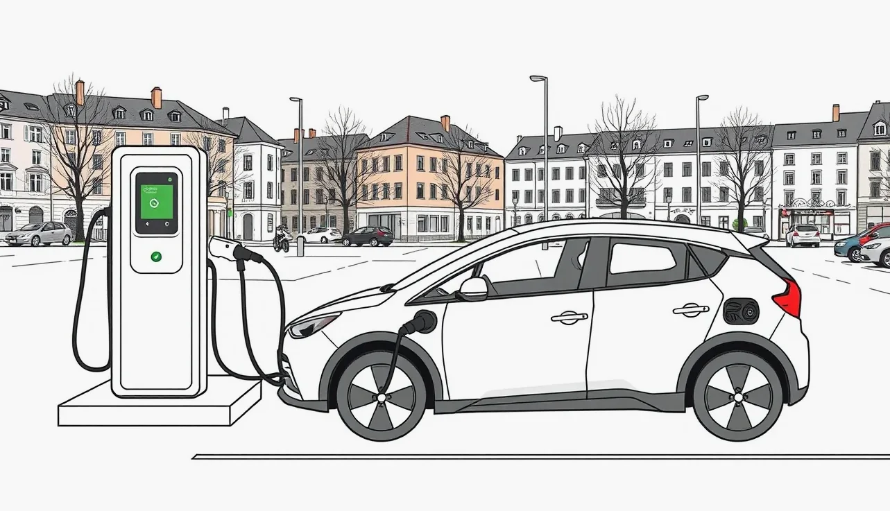 Nabíjací kábel zapojený do zásuvky vozidla Tesla na nabíjacej stanici