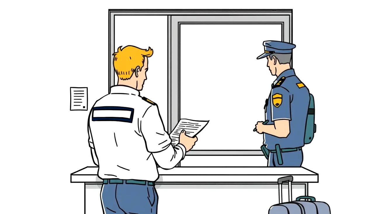 Cestujúci s ruksakom kontroluje letenku na medzinárodnom letisku
