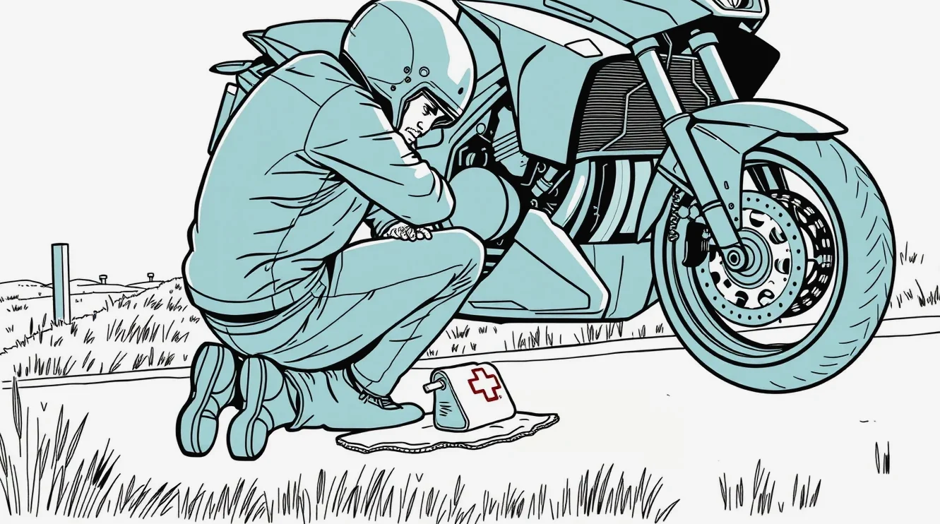 Detail homologizačného štítku na remienku motocyklovej ochrannej prilby